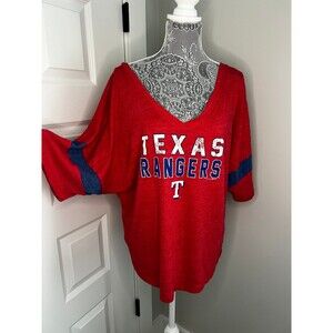 Texas Rangers Crop Top Tee One Shoulder size 2X Womens Baseball Top New Era